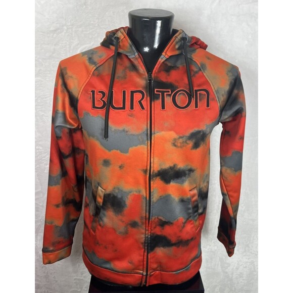 Burton MB Peak Hoodie Men's Full Zip Jacket Orange Gray Black Size Medium - Picture 2 of 10